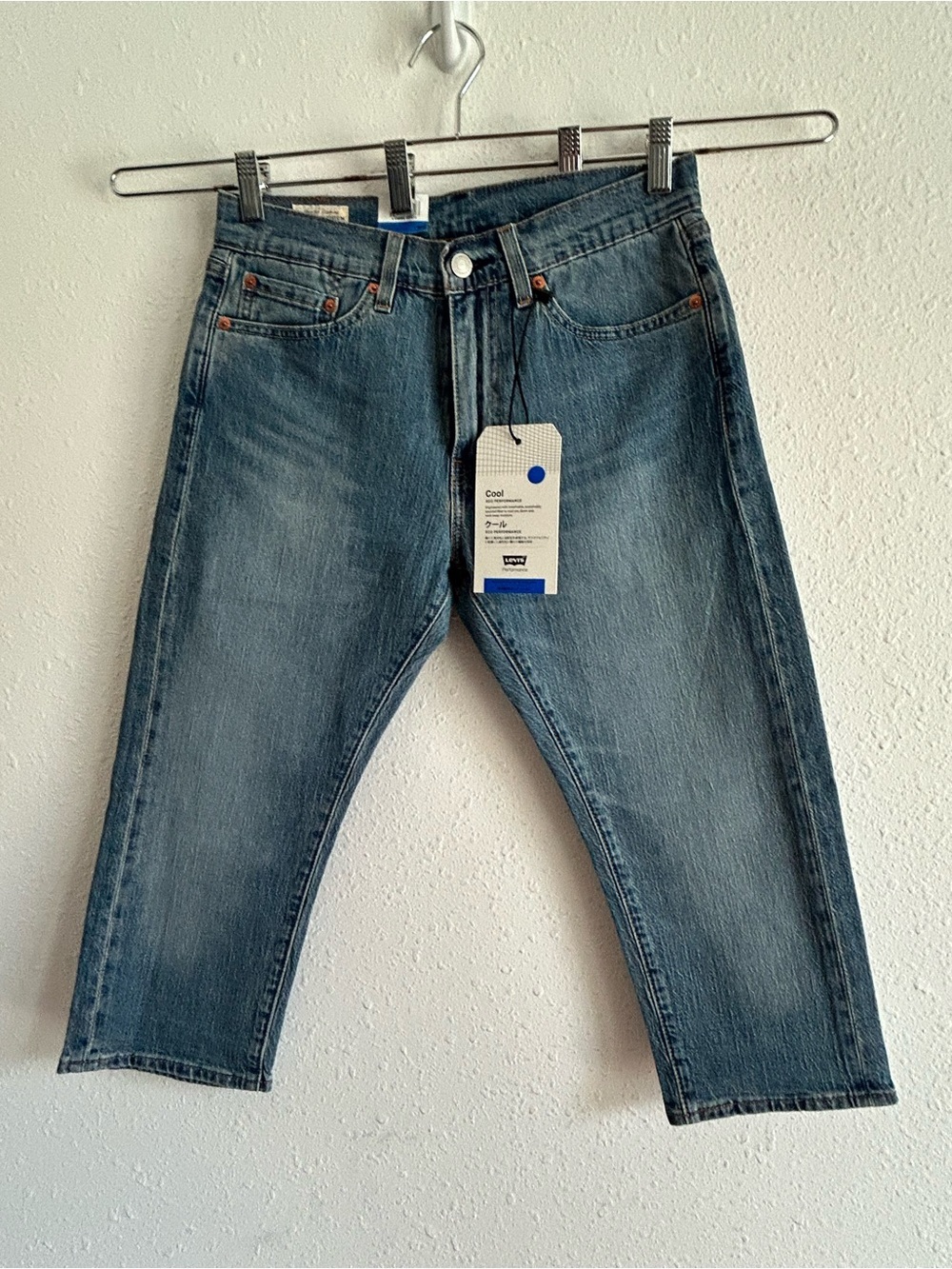 Levi's 505 Cropped Jeans Men's Size 28x20 Blue Denim Stretch Eco Performance